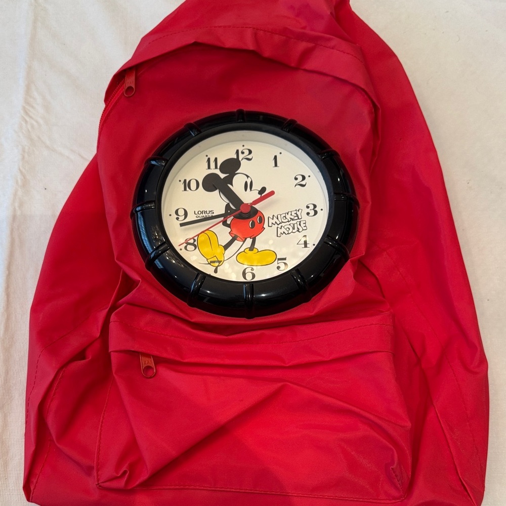 Lorus Black and Red Mickey Mouse Backpack Clock NWOT